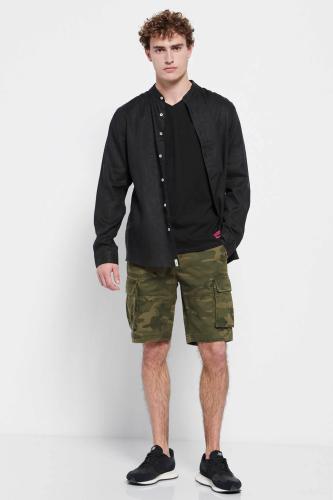 Funky Buddha ανδρική cargo βαμβακερή βερμούδα με all-over camo print - FBM007-042-03 Χακί 32